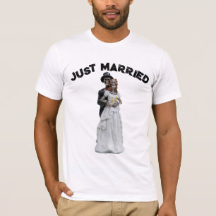 JUST MARRIED GOTHIC SKELETONS WEDDING T-SHIRTS