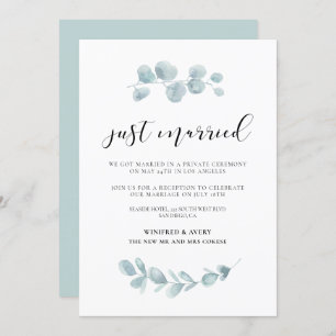 Just married Greenery wedding announcement