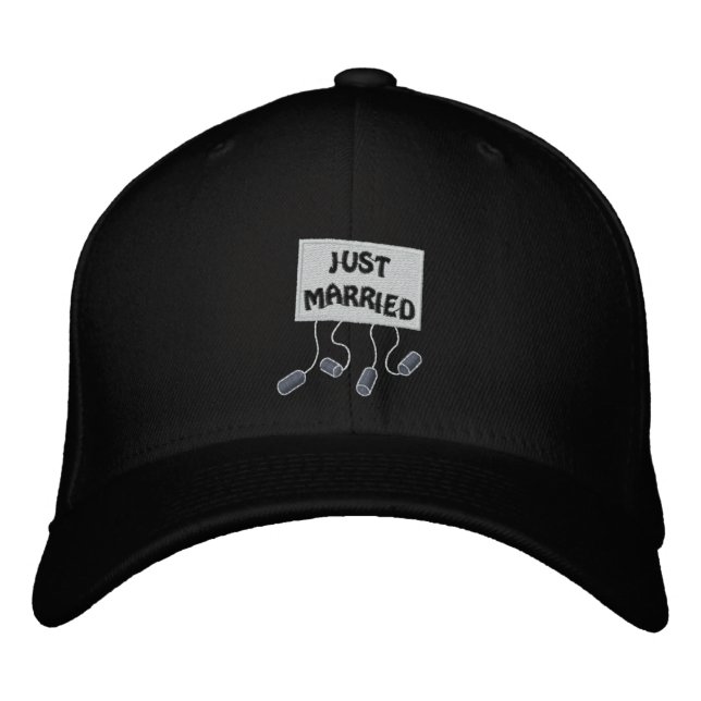 Just Married Groom Customisable Funny Wedding Embroidered Hat (Front)
