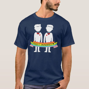 Just Married Grooms Rainbow Gay Honeymoon  T-Shirt
