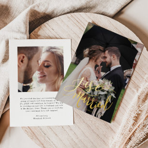 Just Married Hand Lettered Wedding Announcement