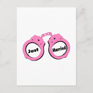 Just Married Handcuffs Announcement Postcard
