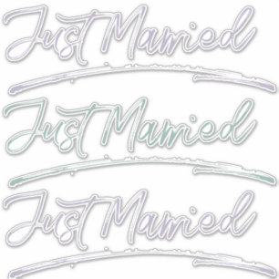 Just Married Handwritten Calligraphy Teal Lilac