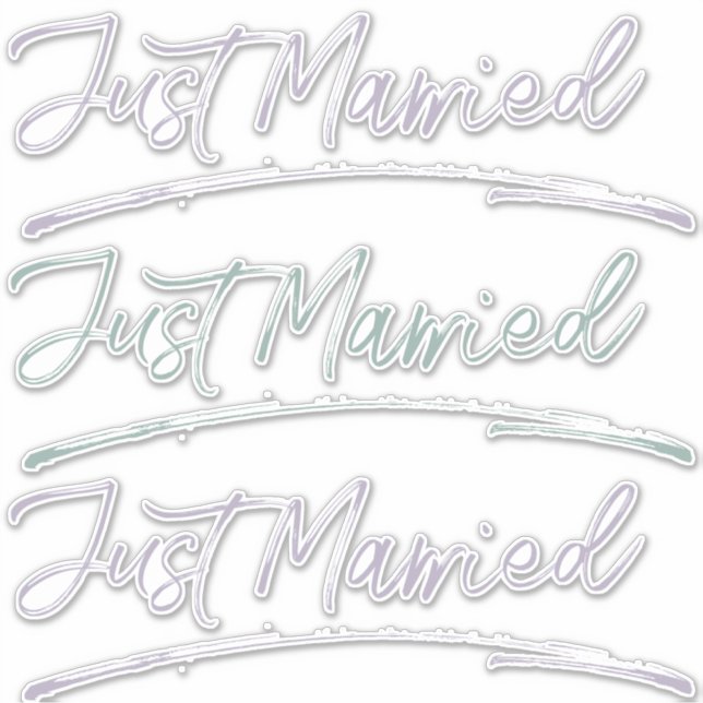 Just Married Handwritten Calligraphy Teal Lilac (Front)