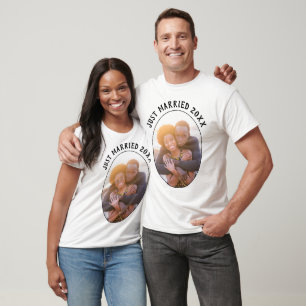 Just Married Happy Couple Unisex White T-Shirt