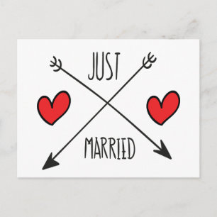 Just Married Heart And Arrow Wedding Postcard