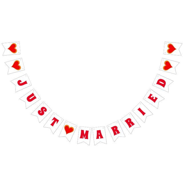 JUST MARRIED - heart love design 1 Bunting (All)