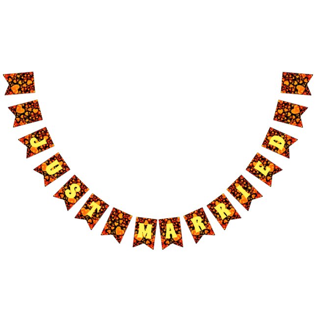 JUST MARRIED - heart love pattern design 1 Bunting (All)