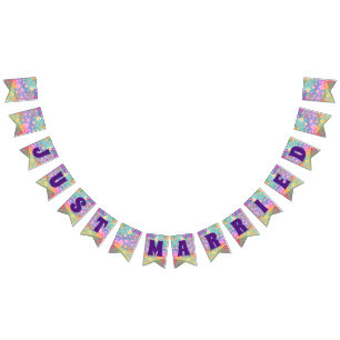 JUST MARRIED - heart love pattern design 3 Bunting