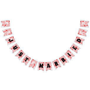 JUST MARRIED - heart love pattern design 4 Bunting
