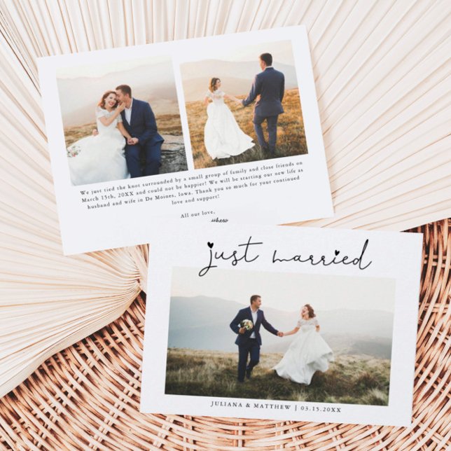 Just Married Heart Script Wedding Multi Photo Announcement (Creator Uploaded)