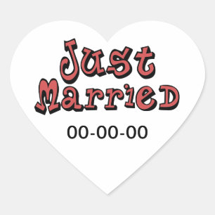 Just Married Heart Sticker