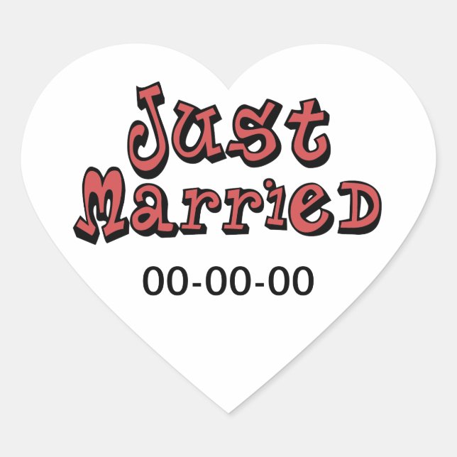 Just Married Heart Sticker (Front)