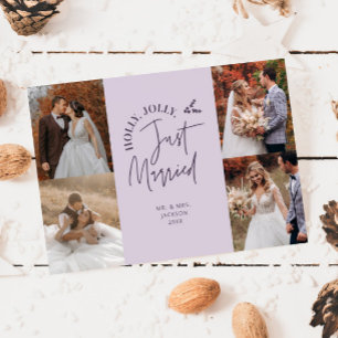 Just Married Holiday Newlywed Photo Purple