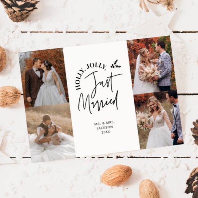 Just Married Holiday Newlywed Photo White (Creator Uploaded)