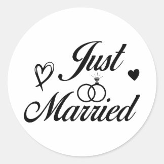Just Married , Honeymoon couples Classic Round Sticker
