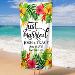Just Married Honeymoon Wedding Bridal Shower Gift  Beach Towel<br><div class="desc">Just Married! What a perfect way to start your new life together than with a luxurious beach towel from our shop! This beautiful and unique towel is perfect for your honeymoon or bridal party gift. Each towel is elegantly custom made with the new couples names. What a special and memorable...</div>