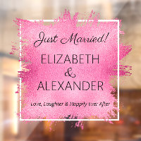 Just Married! Hot Pink Faux Foil 