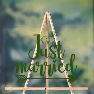 Just Married Hunter Green Acrylic Sign