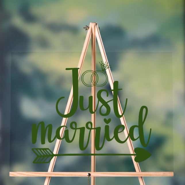 Just Married Hunter Green Acrylic Sign (Neutral)