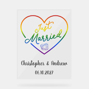 Just Married III - LGBTQ Wedding Acrylic Sign