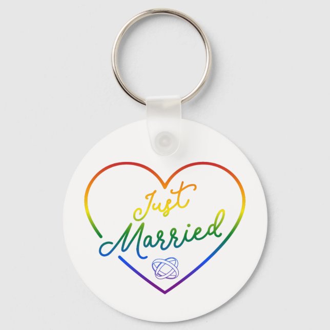 Just Married III - LGBTQ Wedding Key Ring (Front)