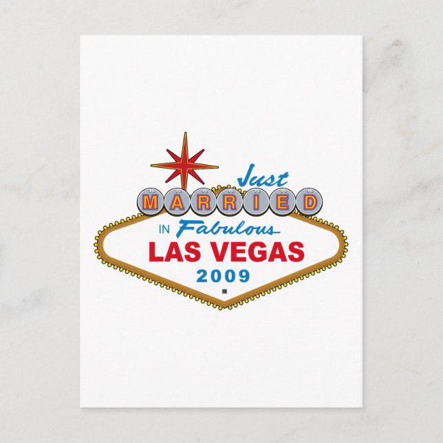Just Married In Fabulous Las Vegas 2009 Announcement Postcard (Front)