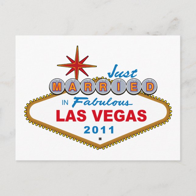 Just Married In Fabulous Las Vegas 2011 Announcement Postcard (Front)