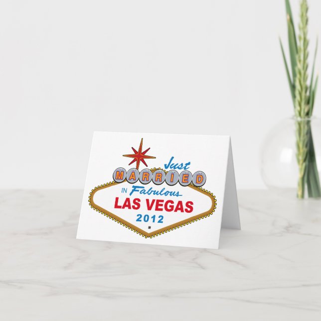Just Married In Fabulous Las Vegas 2012 Vegas Sign Announcement (Front)