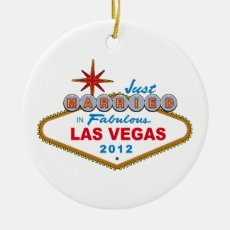 Just Married In Fabulous Las Vegas 2012 Vegas Sign Ceramic Tree Decoration