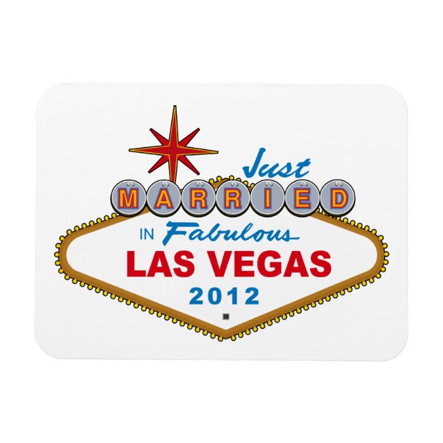 Just Married In Fabulous Las Vegas 2012 Vegas Sign Magnet (Horizontal)