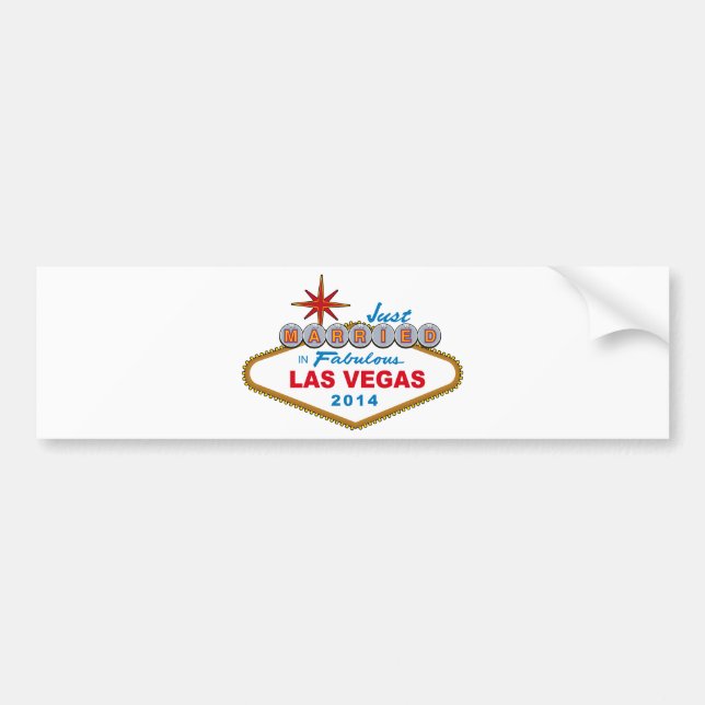 Just Married In Fabulous Las Vegas 2014 (Sign) Bumper Sticker (Front)