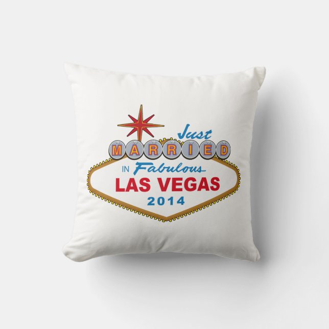 Just Married In Fabulous Las Vegas 2014 (Sign) Cushion (Front)