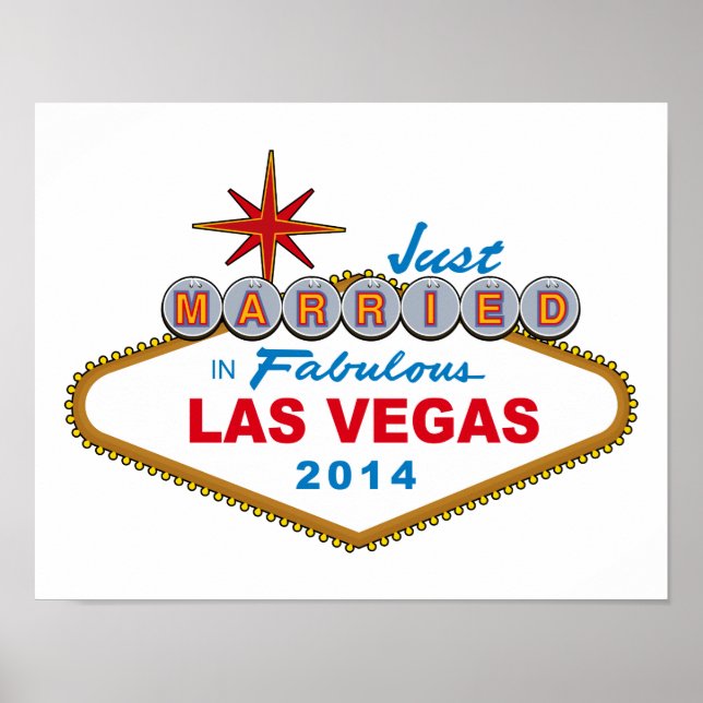 Just Married In Fabulous Las Vegas 2014 (Sign) Poster (Front)