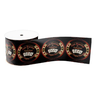 Just Married in Fabulous Las Vegas Poker Chips Grosgrain Ribbon