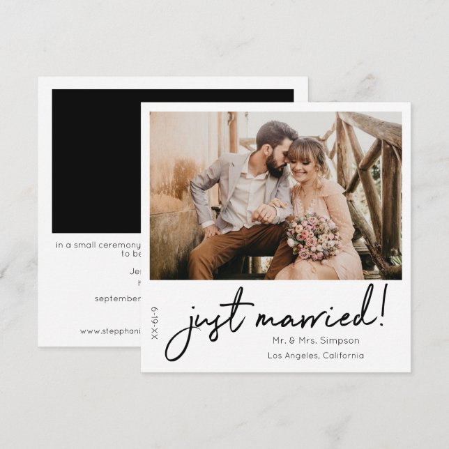 Just Married Instant Photo Announcement (Front/Back)