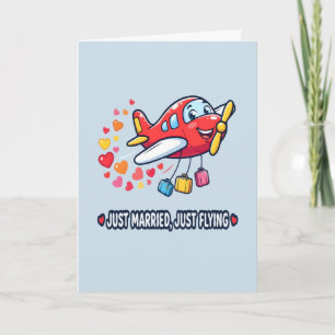 Just Married Just Flying Aeroplane Wedding Gift Card