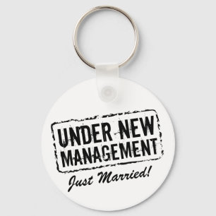 Just Married keychain   Under new management stamp