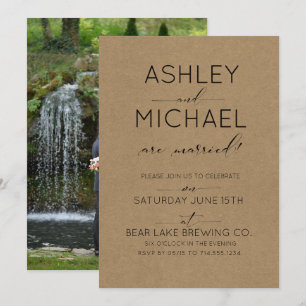 Just Married Kraft Photo Wedding Party Invitation