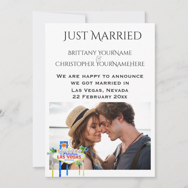 Just Married Las Vegas Photo Announcement (Front)