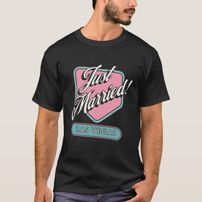 Just Married Las Vegas Wedding Bride Groom  T-Shirt (Front)