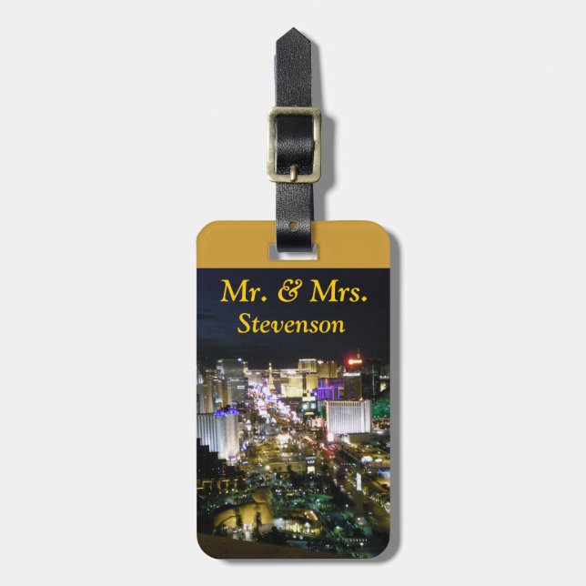 Just Married Las Vegas Wedding Luggage Tag (Front Vertical)