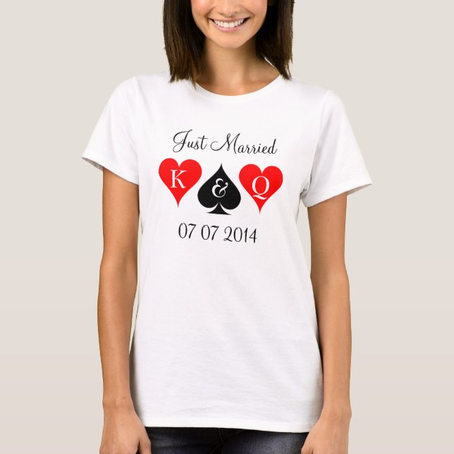 Just Married Las Vegas wedding t shirt with date (Front)