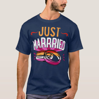 Just Married Lesbian Wedding Announcement Gay Coup T-Shirt