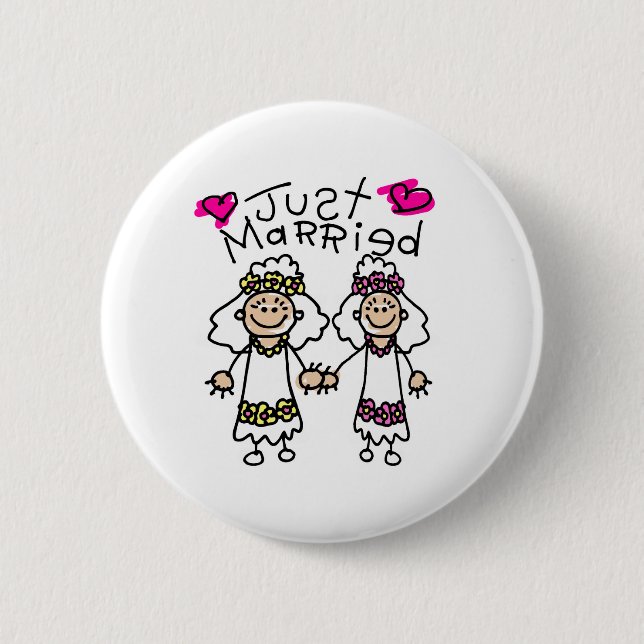 Just Married Lesbians 6 Cm Round Badge (Front)