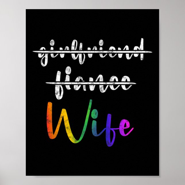 Just Married Lgbt Wedding Party Lesbian Wife Tee H Poster (Front)