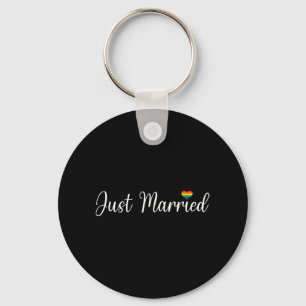 Just Married Lgbtq Gay Wedding Lesbian Bride Gay H Key Ring