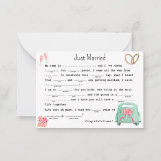 Just Married libs Card