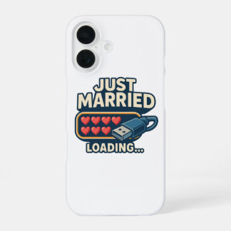 Just Married Loading – Funny Tech Wedding iPhone 16 Case