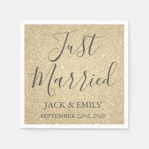 Just Married Luxury Gold Napkins